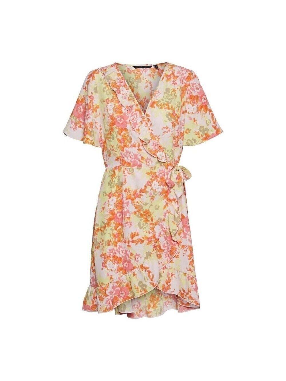 𝅺vero Moda Floral "Lee" Faux Wrap Dress Ruffle Trim